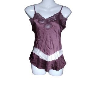 Silk lingerie tops colorblock spaghetti strap